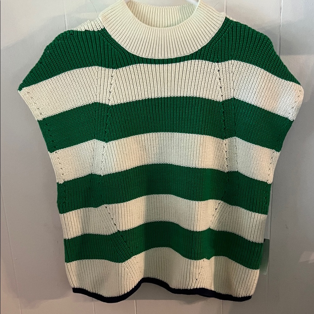 Anthropology Mauve Green and White Knit Sweater